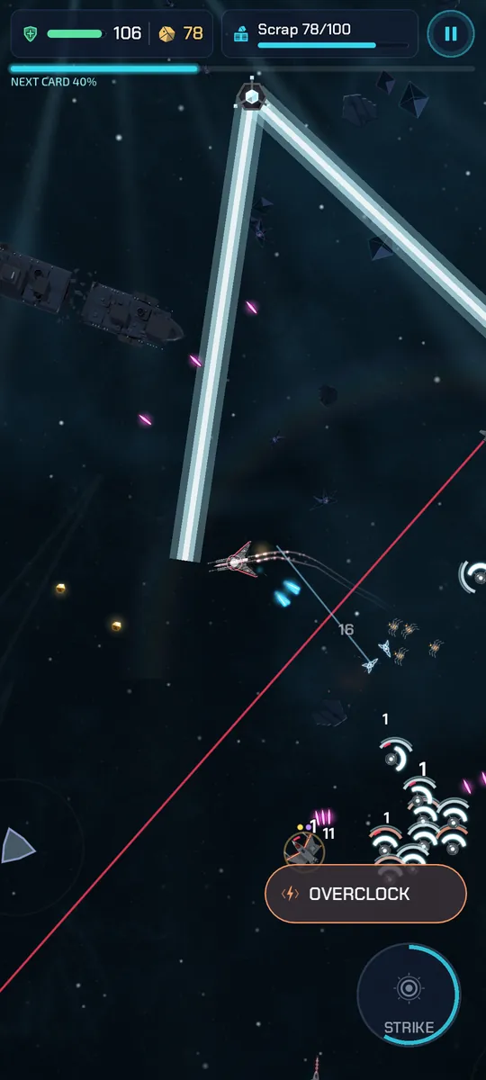Prism Cathedral: refracted beams of light across the arena