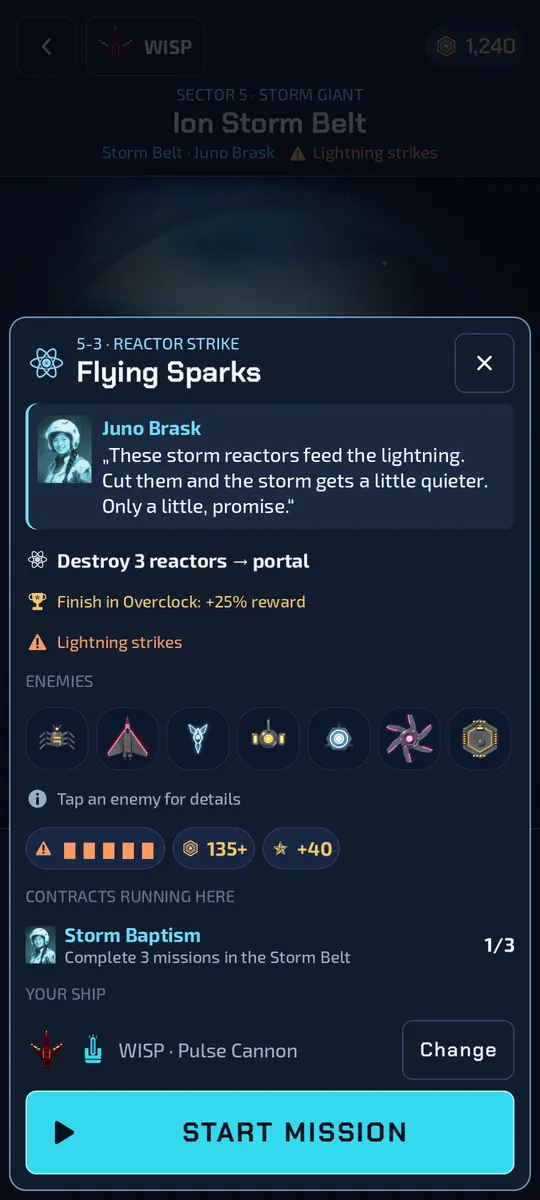 Mission briefing with a radio message, enemies and bonus goal